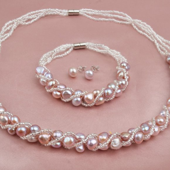 Natural Baroque Pearl Jewelry Set - Picture 3 of 9